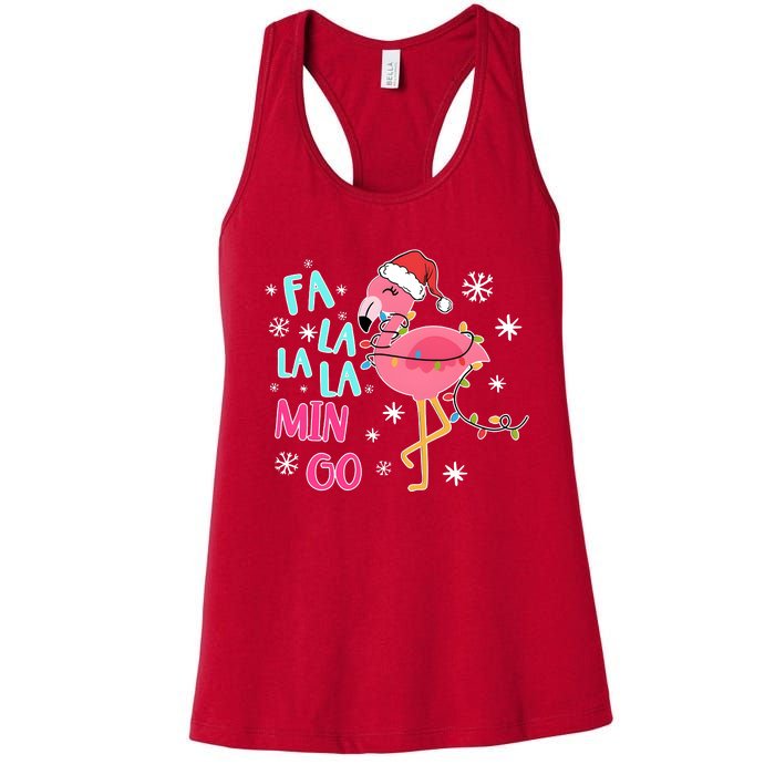 Fa La La La Mingo Funny Holiday Season Christmas Flamigo Women's Racerback Tank