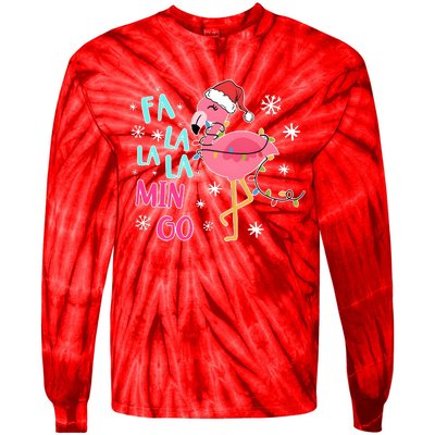 Fa La La La Mingo Funny Holiday Season Christmas Flamigo Tie-Dye Long Sleeve Shirt