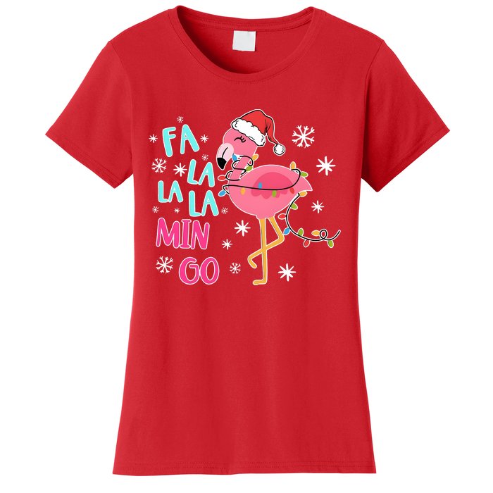 Fa La La La Mingo Funny Holiday Season Christmas Flamigo Women's T-Shirt