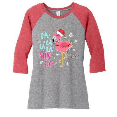 Fa La La La Mingo Funny Holiday Season Christmas Flamigo Women's Tri-Blend 3/4-Sleeve Raglan Shirt