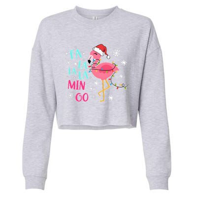 Fa La La La Mingo Funny Holiday Season Christmas Flamigo Cropped Pullover Crew