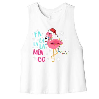 Fa La La La Mingo Funny Holiday Season Christmas Flamigo Women's Racerback Cropped Tank