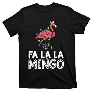 Fa La La Mingo Flamingo Christmas Tree Lights Tropical Xmas T-Shirt