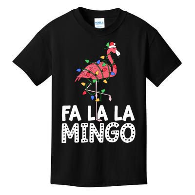 Fa La La Mingo Flamingo Christmas Tree Lights Tropical Xmas Kids T-Shirt