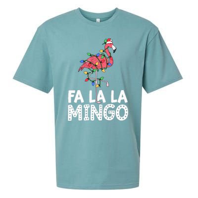 Fa La La Mingo Flamingo Christmas Tree Lights Tropical Xmas Sueded Cloud Jersey T-Shirt