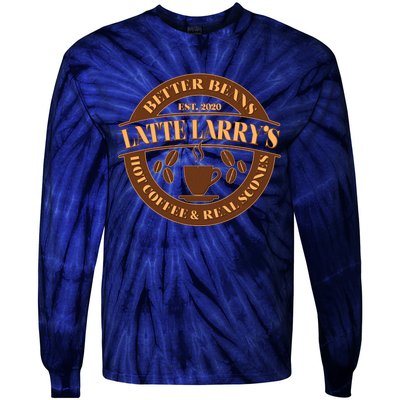 Funny Latte Larry's Better Beans Hot Coffee & Real Scones Emblem 1 Tie-Dye Long Sleeve Shirt