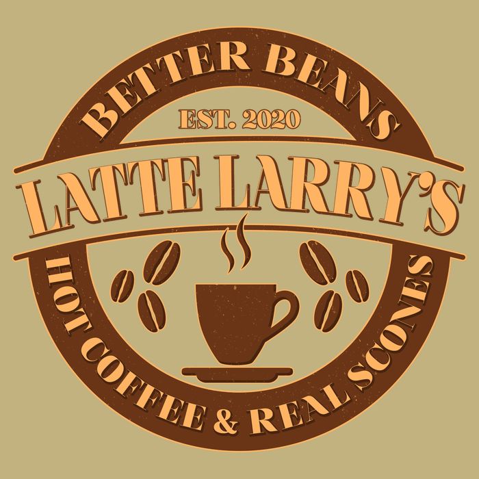 Funny Latte Larry's Better Beans Hot Coffee & Real Scones Emblem 1 T-Shirt