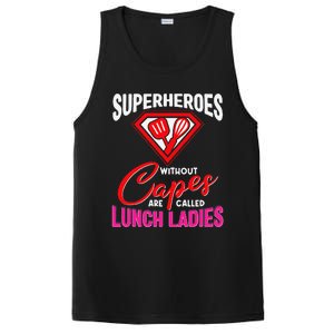 Funny Lunch Lady Superheroes Capes Cafeteria Worker Squad PosiCharge Competitor Tank