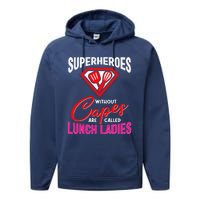 Funny Lunch Lady Superheroes Capes Cafeteria Worker Squad Performance Fleece Hoodie