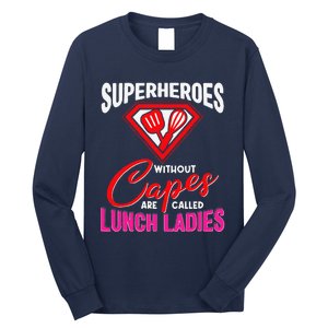 Funny Lunch Lady Superheroes Capes Cafeteria Worker Squad Long Sleeve Shirt