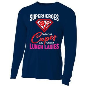 Funny Lunch Lady Superheroes Capes Cafeteria Worker Squad Cooling Performance Long Sleeve Crew