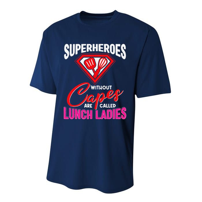 Funny Lunch Lady Superheroes Capes Cafeteria Worker Squad Performance Sprint T-Shirt