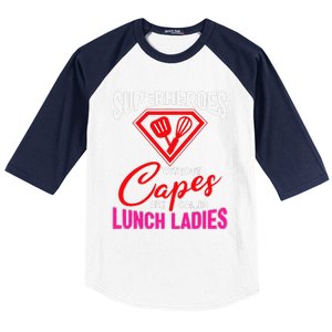 Funny Lunch Lady Superheroes Capes Cafeteria Worker Squad Baseball Sleeve Shirt