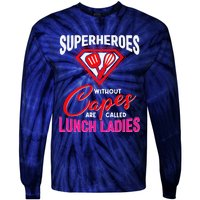 Funny Lunch Lady Superheroes Capes Cafeteria Worker Squad Tie-Dye Long Sleeve Shirt