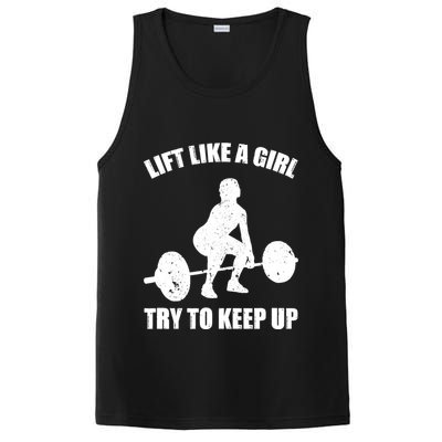 Funny Lift Like A Girl Heavy Weightlifting Gift Fitness Workout Gift PosiCharge Competitor Tank