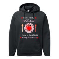 Funny Lunch Lady Valentines Day For Lunch Lady Cafeteria Performance Fleece Hoodie