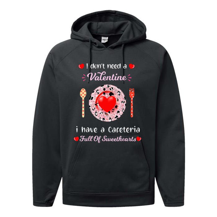 Funny Lunch Lady Valentines Day For Lunch Lady Cafeteria Performance Fleece Hoodie