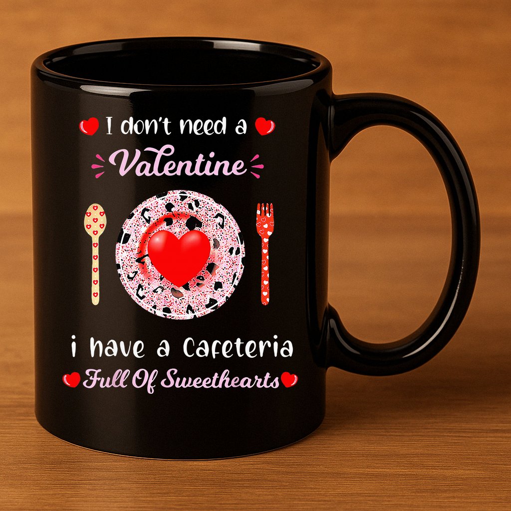 Funny Lunch Lady Valentines Day For Lunch Lady Cafeteria 11oz C Handle Ceramic Mug
