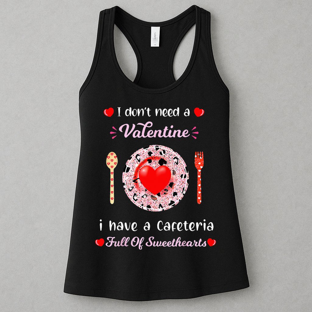 Funny Lunch Lady Valentines Day For Lunch Lady Cafeteria Womens Tank Top