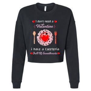 Funny Lunch Lady Valentines Day For Lunch Lady Cafeteria Cropped Pullover Crew