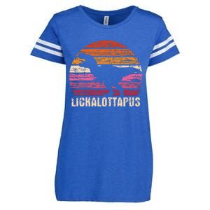 Funny Lesbian Lickalottapus Dinosaurs LGBTQ Pride Flag Retro Enza Ladies Jersey Football T-Shirt