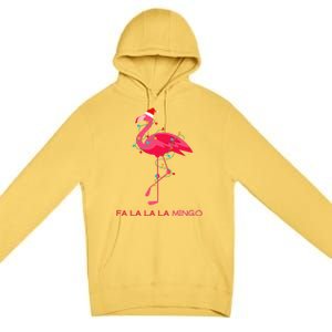 Fa La La Mingo Flamingo Christmas Tree Lights Tropical Xmas Gift Premium Pullover Hoodie