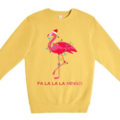 Fa La La Mingo Flamingo Christmas Tree Lights Tropical Xmas Gift Premium Crewneck Sweatshirt