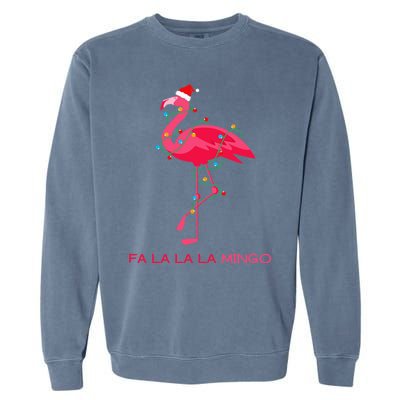 Fa La La Mingo Flamingo Christmas Tree Lights Tropical Xmas Gift Garment-Dyed Sweatshirt