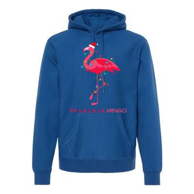 Fa La La Mingo Flamingo Christmas Tree Lights Tropical Xmas Gift Premium Hoodie