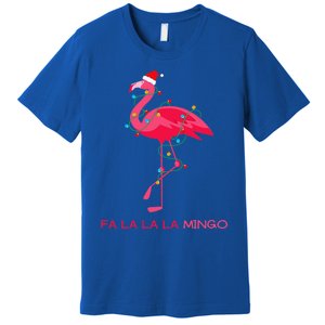 Fa La La Mingo Flamingo Christmas Tree Lights Tropical Xmas Gift Premium T-Shirt