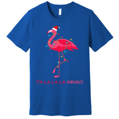 Fa La La Mingo Flamingo Christmas Tree Lights Tropical Xmas Gift Premium T-Shirt