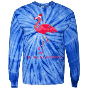 Fa La La Mingo Flamingo Christmas Tree Lights Tropical Xmas Gift Tie-Dye Long Sleeve Shirt