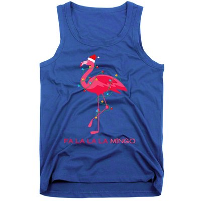 Fa La La Mingo Flamingo Christmas Tree Lights Tropical Xmas Gift Tank Top