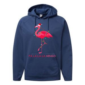 Fa La La Mingo Flamingo Christmas Tree Lights Tropical Xmas Gift Performance Fleece Hoodie