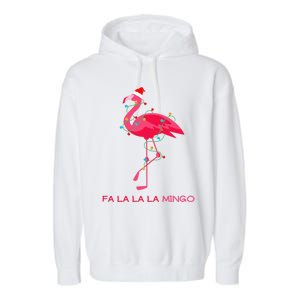 Fa La La Mingo Flamingo Christmas Tree Lights Tropical Xmas Gift Garment-Dyed Fleece Hoodie