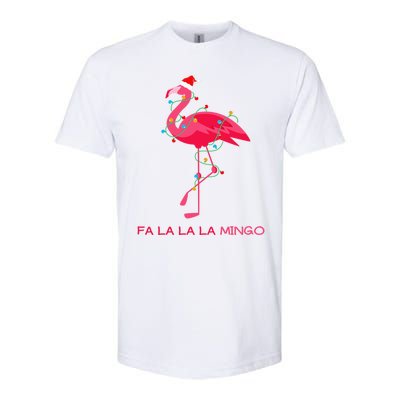 Fa La La Mingo Flamingo Christmas Tree Lights Tropical Xmas Gift Softstyle CVC T-Shirt