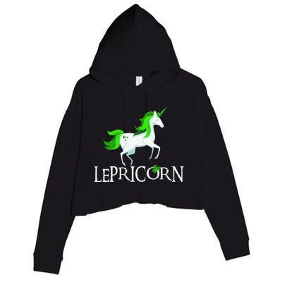 Funny Lepricorn Leprechaun Unicorn St. Patrick's Day Crop Fleece Hoodie