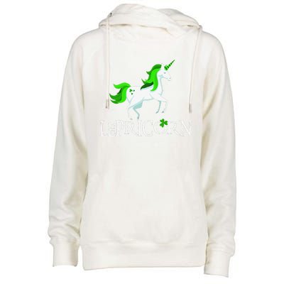 Funny Lepricorn Leprechaun Unicorn St. Patrick's Day Womens Funnel Neck Pullover Hood