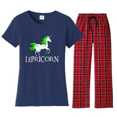 Funny Lepricorn Leprechaun Unicorn St. Patrick's Day Women's Flannel Pajama Set