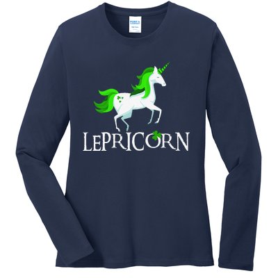 Funny Lepricorn Leprechaun Unicorn St. Patrick's Day Ladies Long Sleeve Shirt