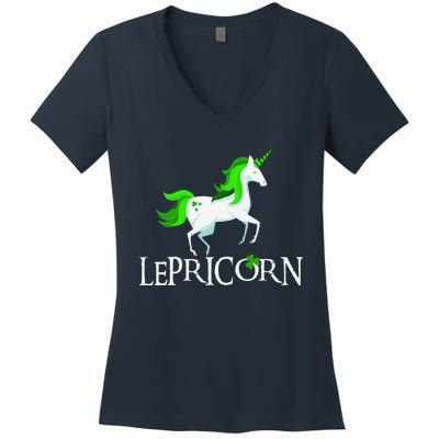 Funny Lepricorn Leprechaun Unicorn St. Patrick's Day Women's V-Neck T-Shirt