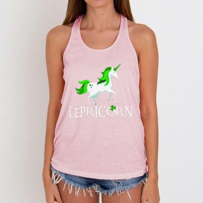 Funny Lepricorn Leprechaun Unicorn St. Patrick's Day Women's Knotted Racerback Tank