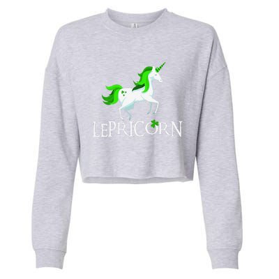 Funny Lepricorn Leprechaun Unicorn St. Patrick's Day Cropped Pullover Crew