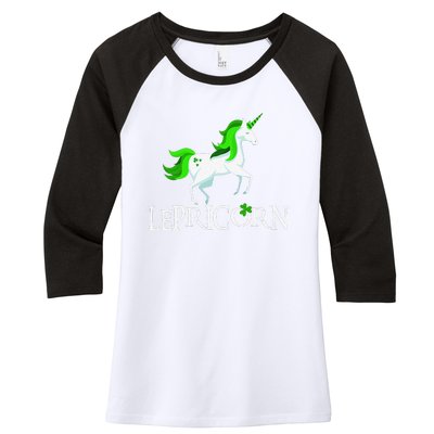 Funny Lepricorn Leprechaun Unicorn St. Patrick's Day Women's Tri-Blend 3/4-Sleeve Raglan Shirt