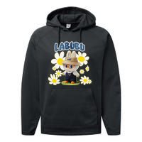 Funny Labubu Lover Cute Labubu Flowers Gift Performance Fleece Hoodie