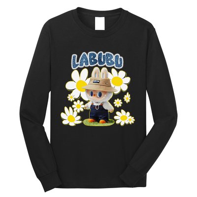 Funny Labubu Lover Cute Labubu Flowers Gift Long Sleeve Shirt