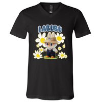 Funny Labubu Lover Cute Labubu Flowers Gift V-Neck T-Shirt