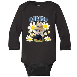 Funny Labubu Lover Cute Labubu Flowers Gift Baby Long Sleeve Bodysuit