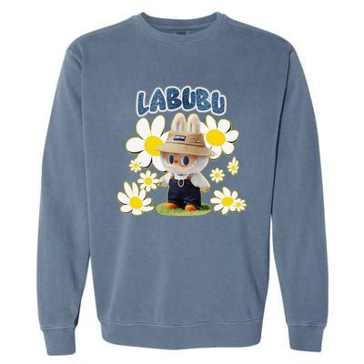 Funny Labubu Lover Cute Labubu Flowers Gift Garment-Dyed Sweatshirt