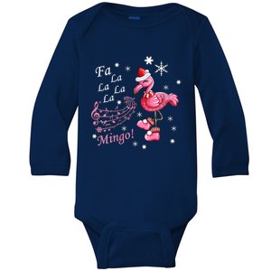 Fa La La Mingo Flamingo Lover Merry Christmas Music Fan Meaningful Gift Baby Long Sleeve Bodysuit